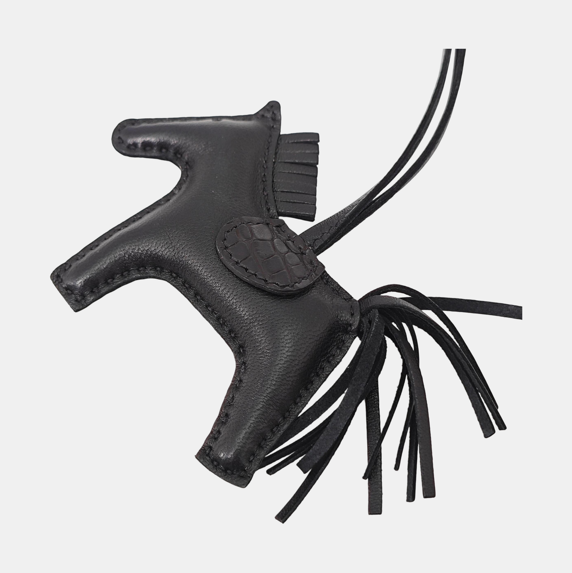 Leather Bag Charm Black