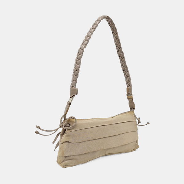Nylon Top Handle Bag Beige