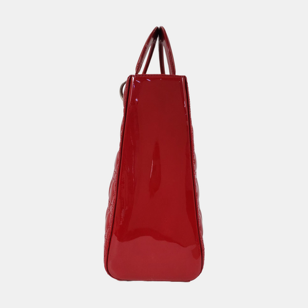 Lady Dior Large Cannage Patent Leather Red