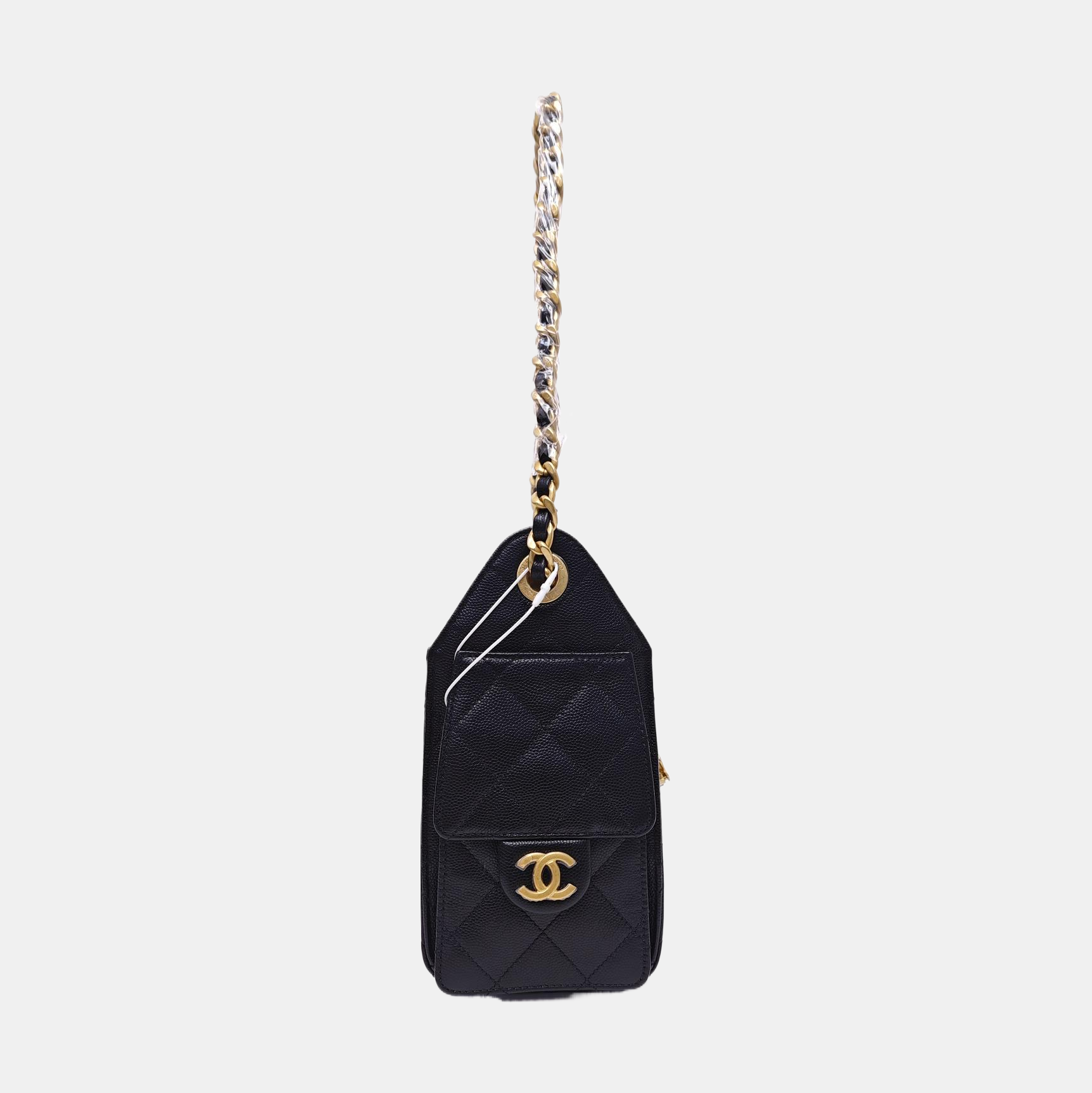 CHANEL 25 Mini Quilted Grained Calfskin Black