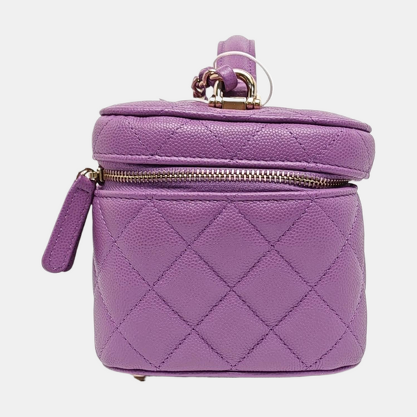 VANITY CASE Quilted Grained Calfskin Purple