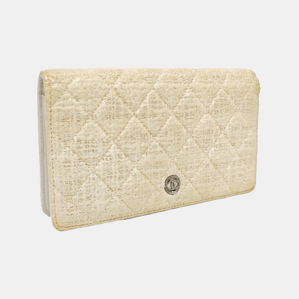 Quilted Special Material Wallet Beige