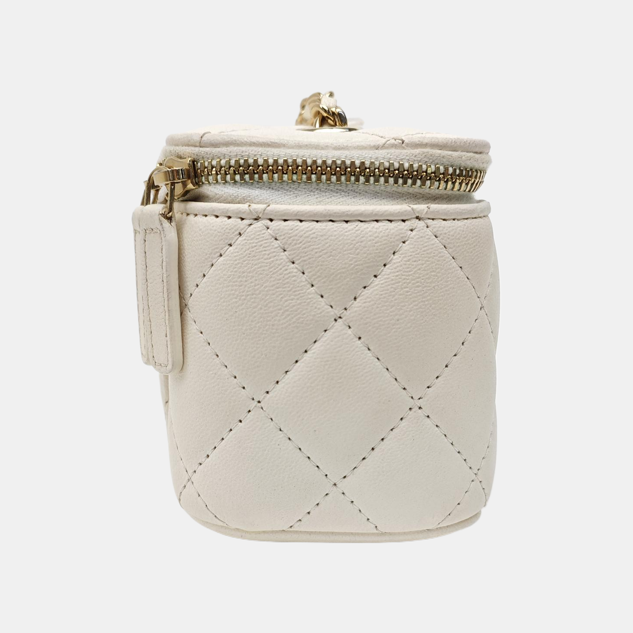 VANITY CASE Small Quilted Lambskin White