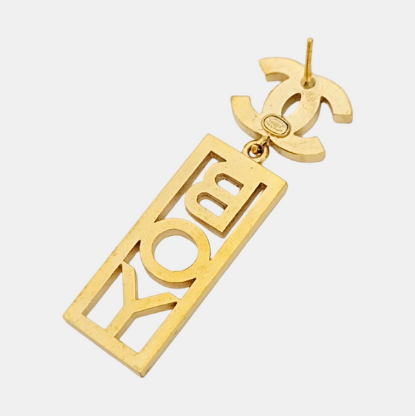 CC Logo Metal Gold Earrings