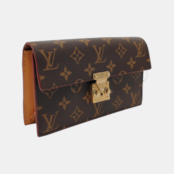 S LOCK Monogram Coated Canvas Brown