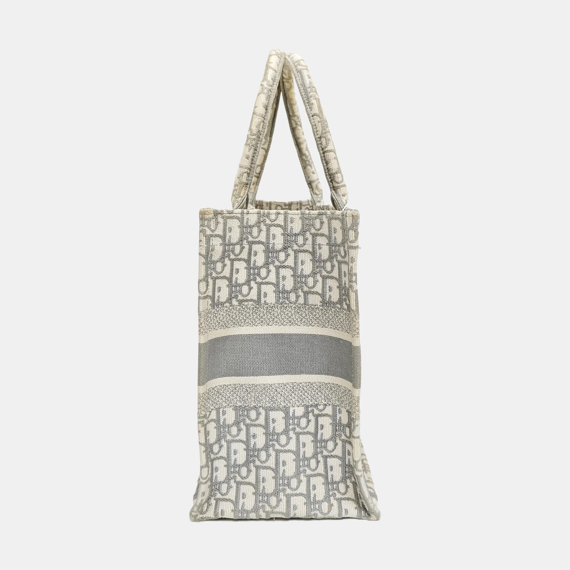 Book Tote Medium Oblique Canvas White