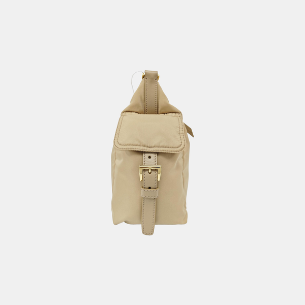 Nylon Top Handle Bag Brown