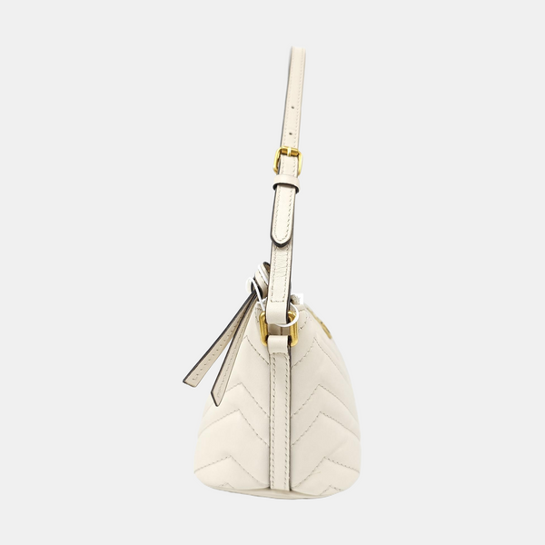 GG Marmont Small Quilted Calfskin White