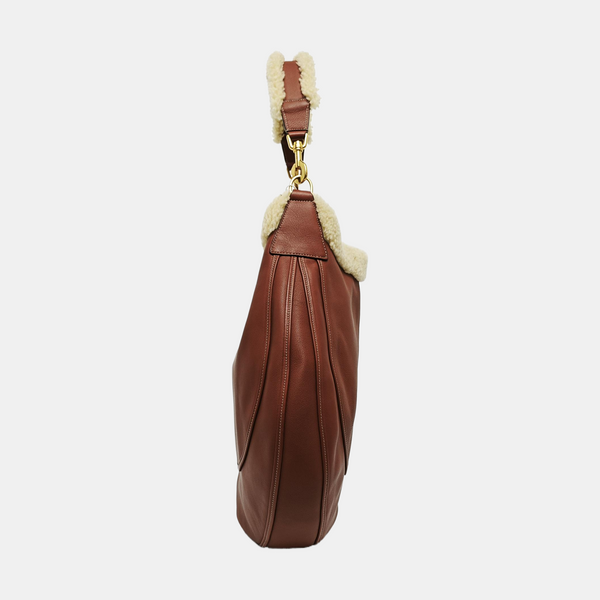 Calfskin Top Handle Bag Brown