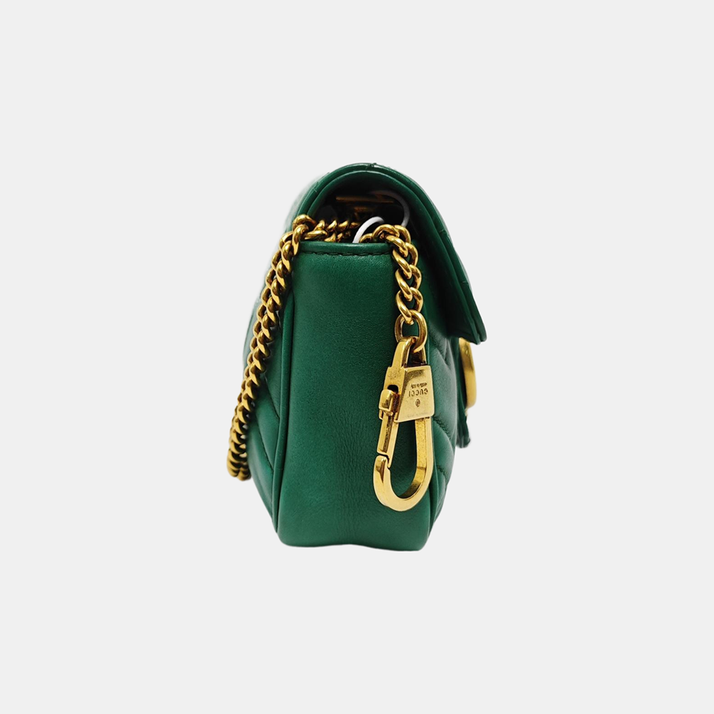 GG Marmont Mini Quilted Calfskin Green