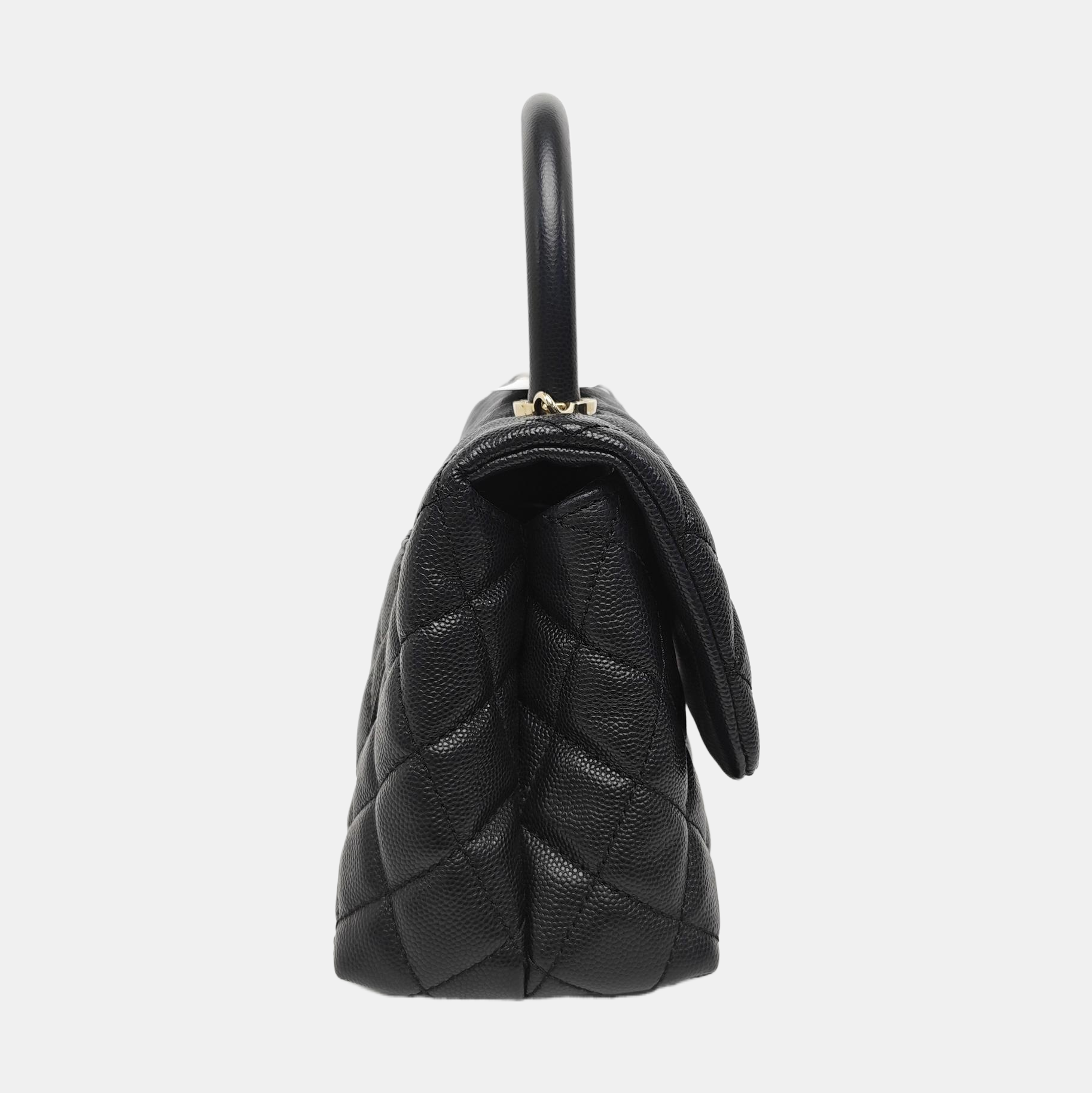 COCO HANDLE Small Quilted Grained Calfskin Black