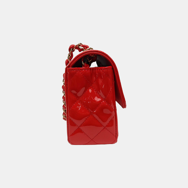 CLASSIC FLAP Mini Quilted Patent Leather Red