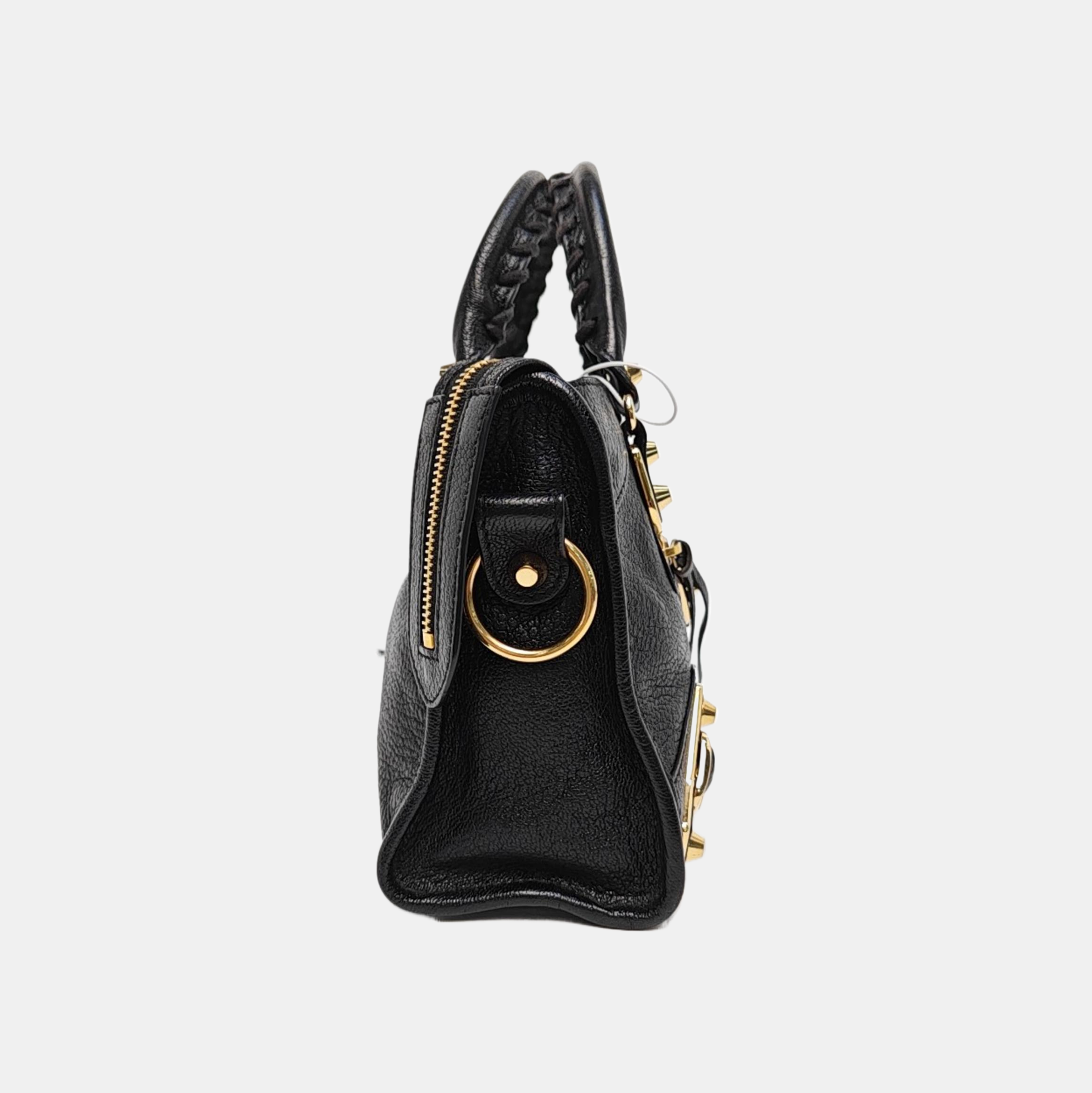 Classic Metallic Edge City Mini Lambskin Black