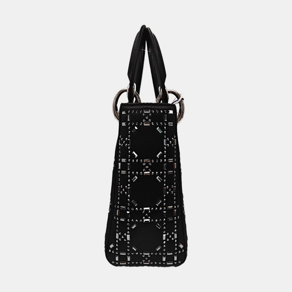 Lady Dior Mini Cannage Silk Satin Black