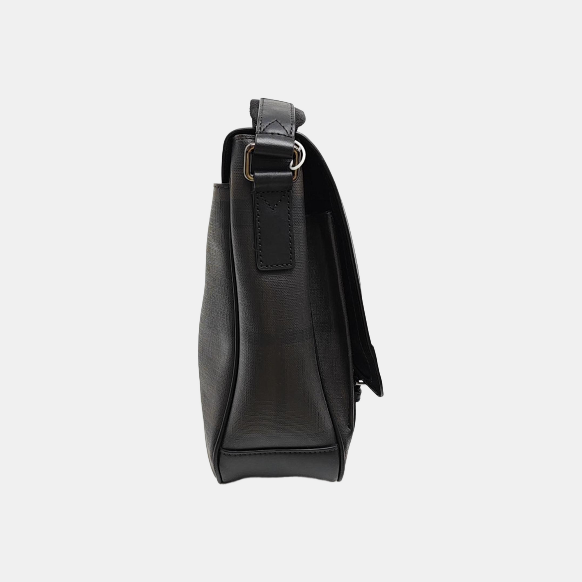 Coated Canvas Crossbody Bag Large Black