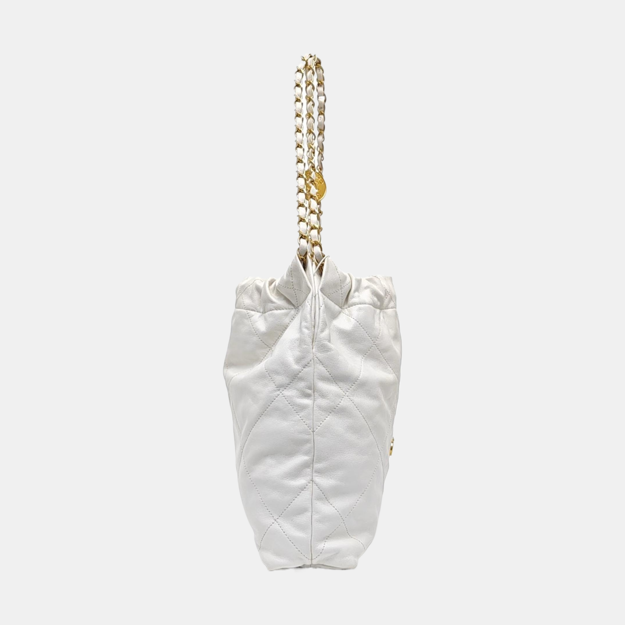 CHANEL 22 Small Quilted Calfskin White