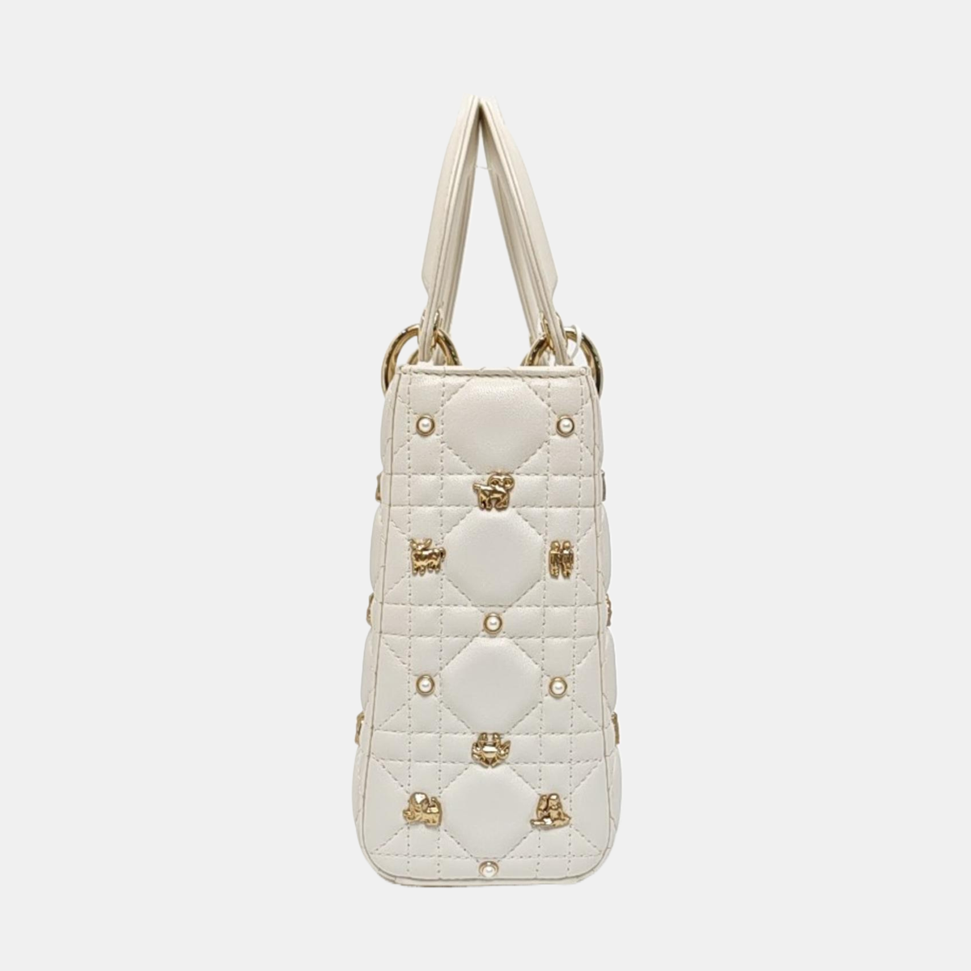 Lady Dior Small Cannage Calfskin White
