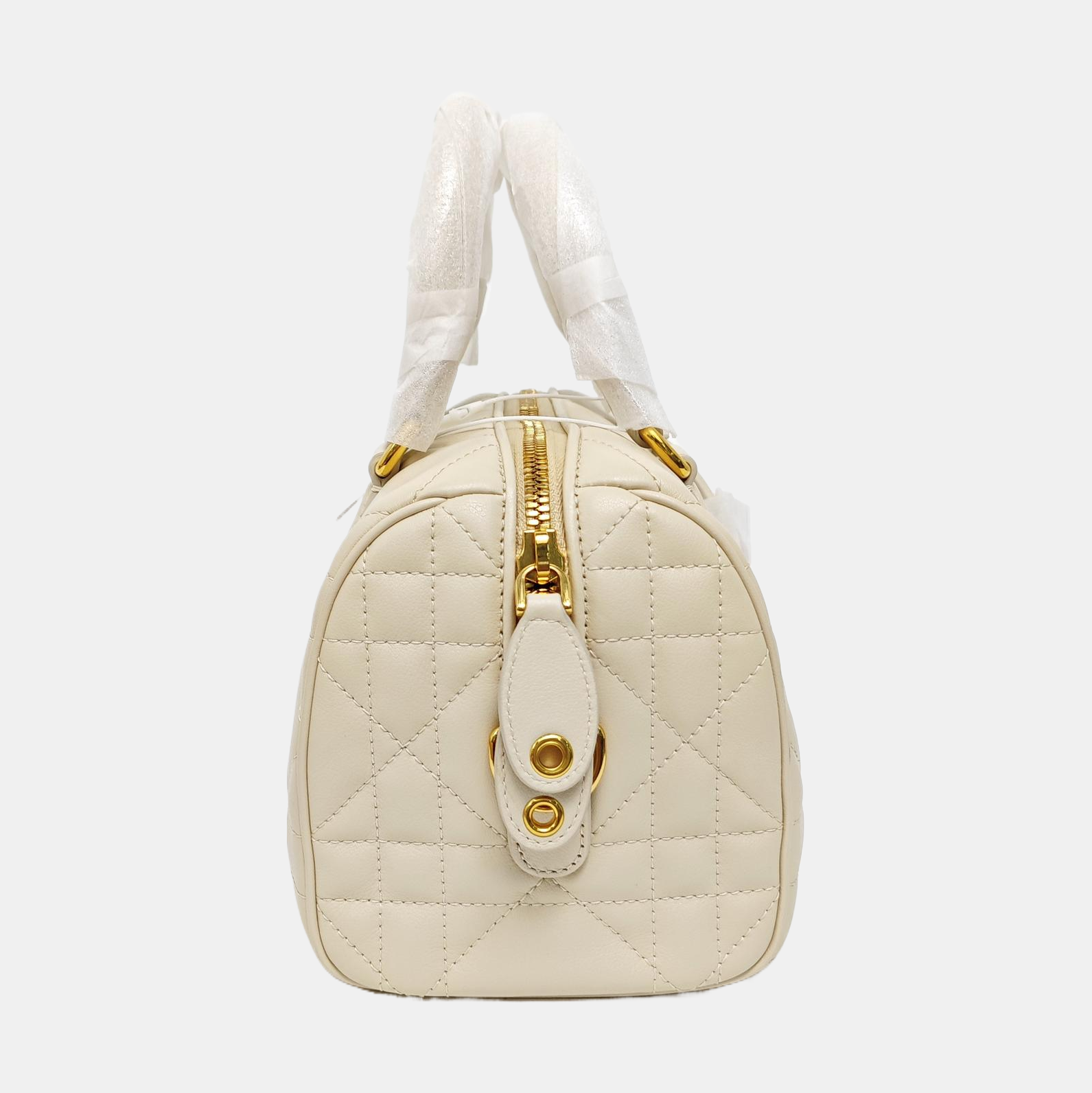 Cannage Calfskin Shoulder Bag White