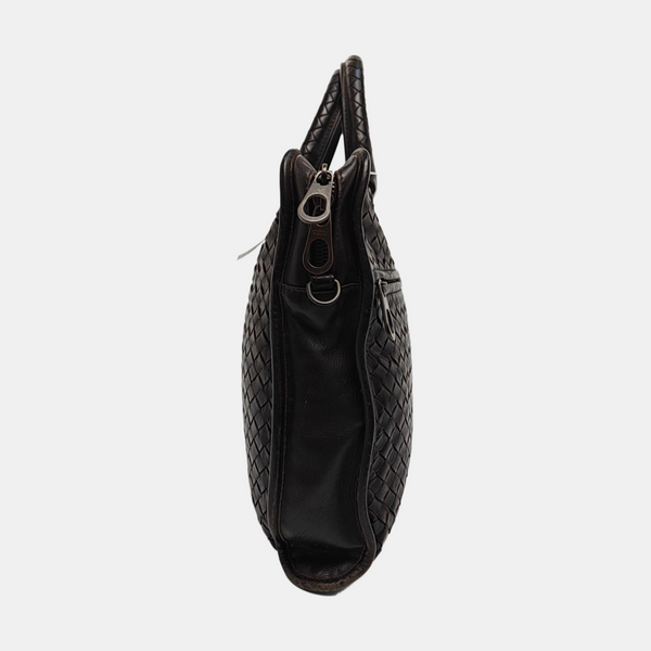 Lambskin Top Handle Bag Brown