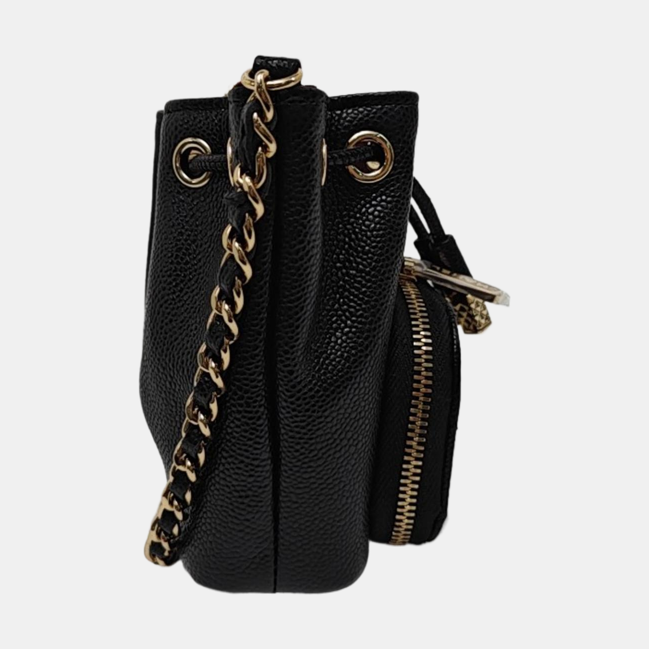 Quilted Grained Calfskin Super Mini Black