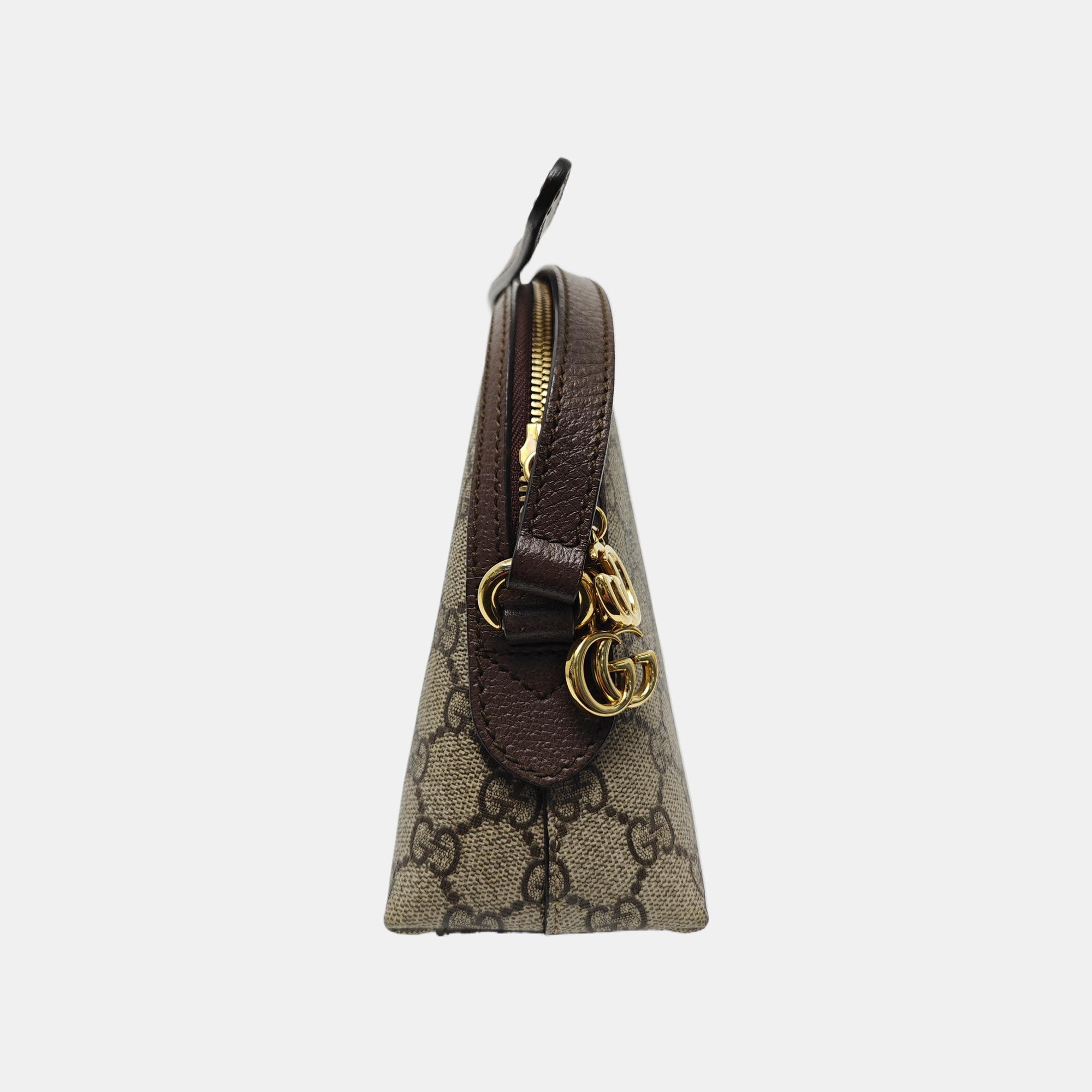 Ophidia Small Monogram Coated Canvas Beige