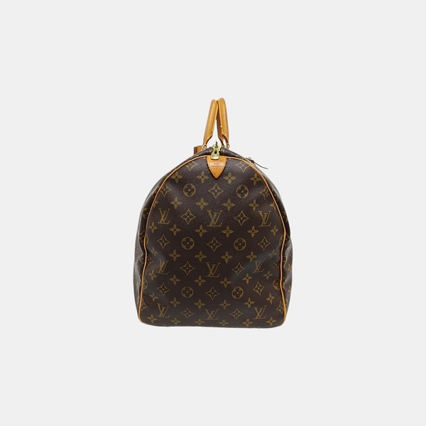 KEEPALL 55 Monogram Coated Canvas Brown
