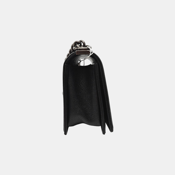 BOY CHANEL Medium Quilted Grained Calfskin Black