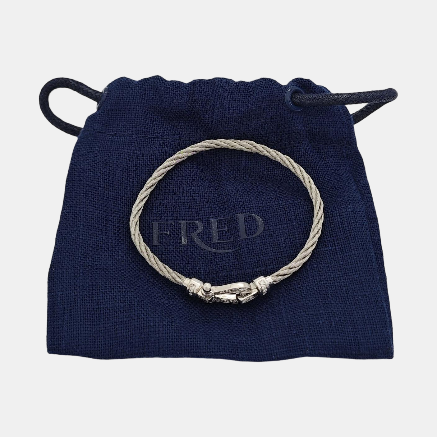 Force 10 18k White Gold Silver Bangle