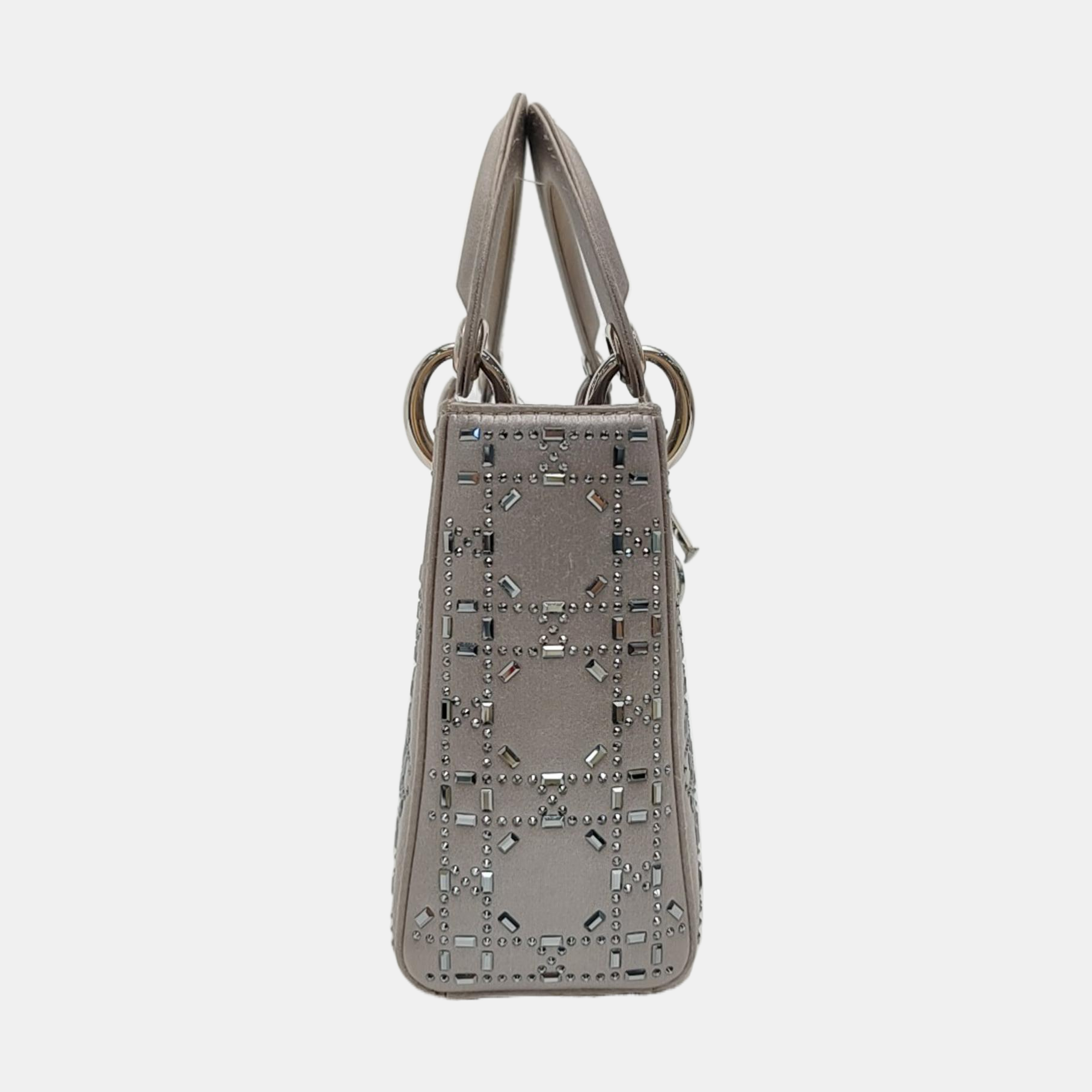 Authenticated pre-owned  Lady Dior Mini Silk Satin Grey - Tote Bag at Looply