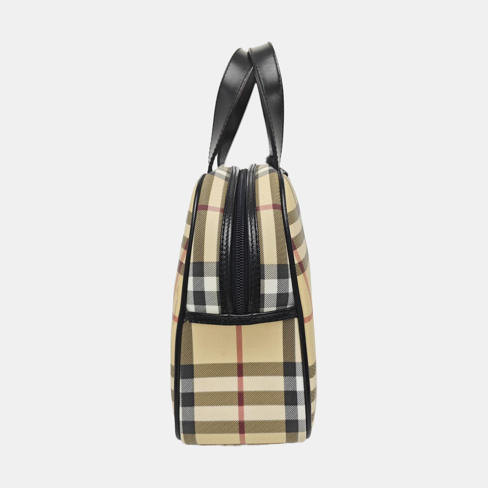 Coated Canvas Top Handle Bag Beige