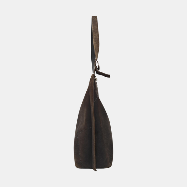 Suede Top Handle Bag Brown