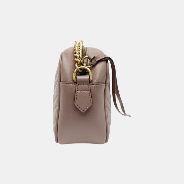 GG Marmont Small Quilted Calfskin Beige