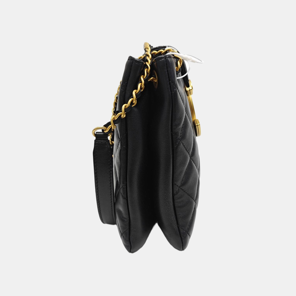 Quilted Lambskin Shoulder Bag Black