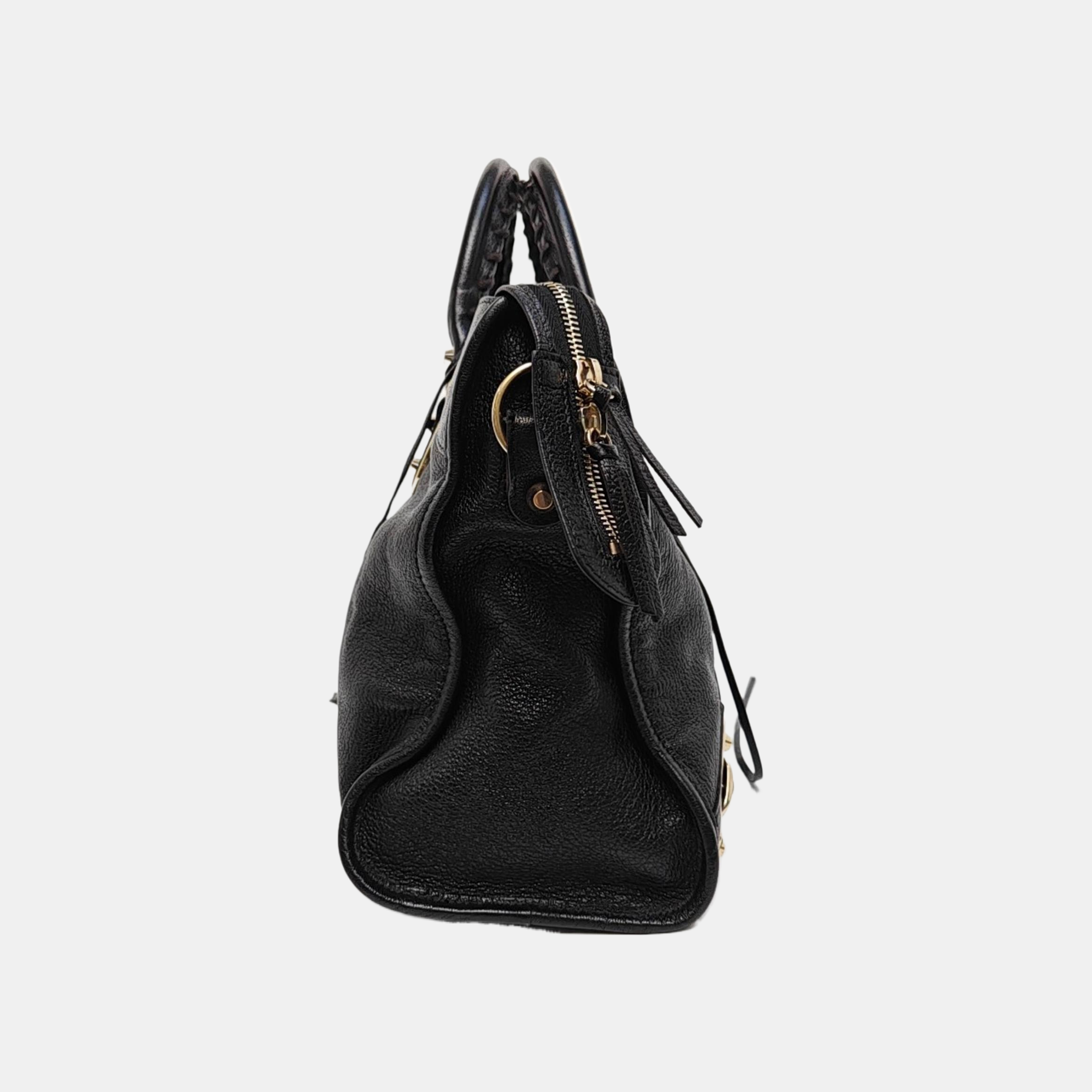 Classic Metallic Edge City Medium Lambskin Black