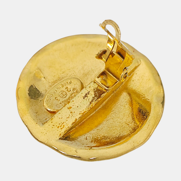 Vintage Metal Gold Clip On Earrings