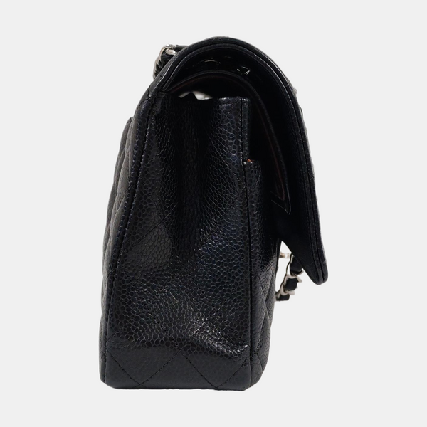 CLASSIC FLAP Medium Quilted Grained Calfskin Black