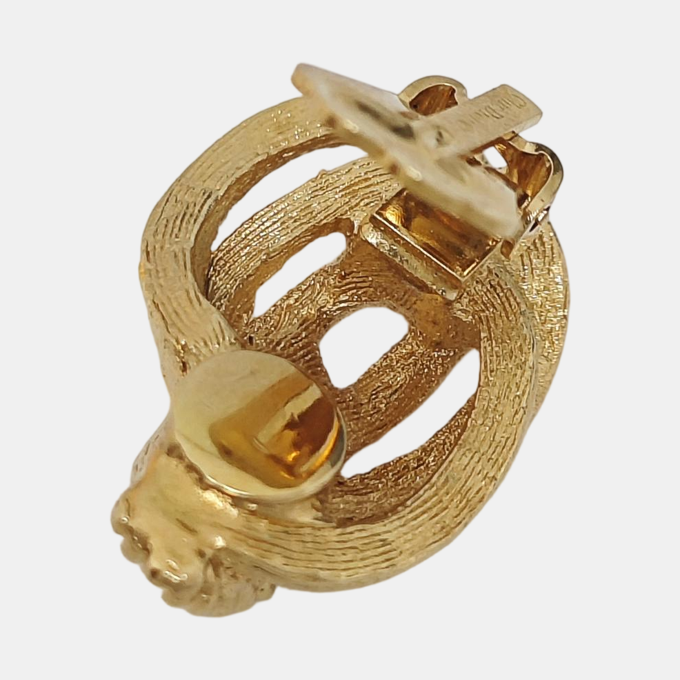 Twist Round Metal Gold Clip On Earrings