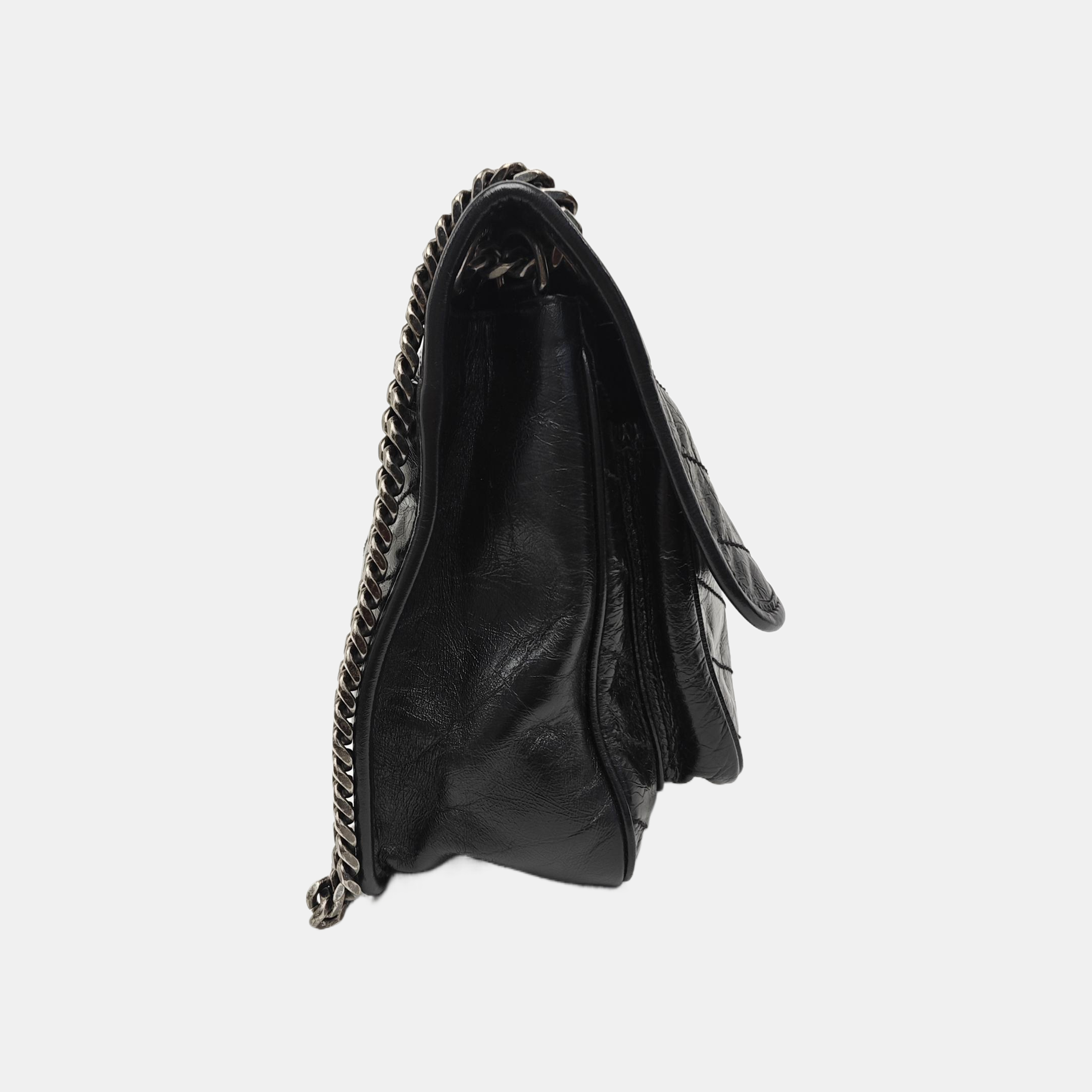 NIKI Medium Chevron Calfskin Black