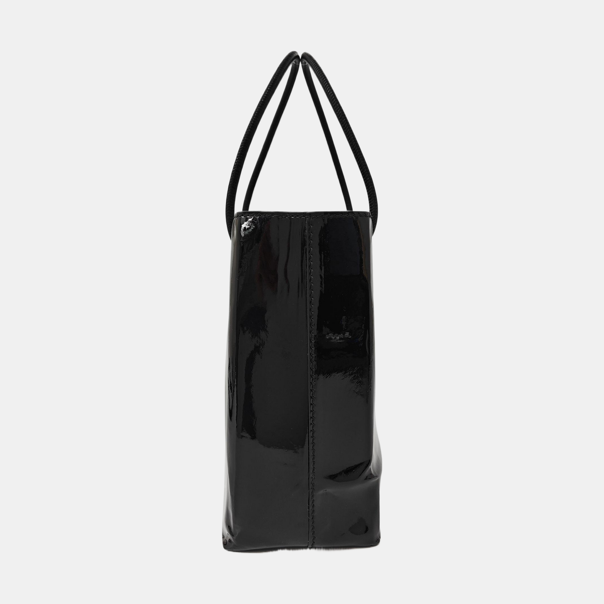 Shopping Bag Super Mini Patent Leather Black