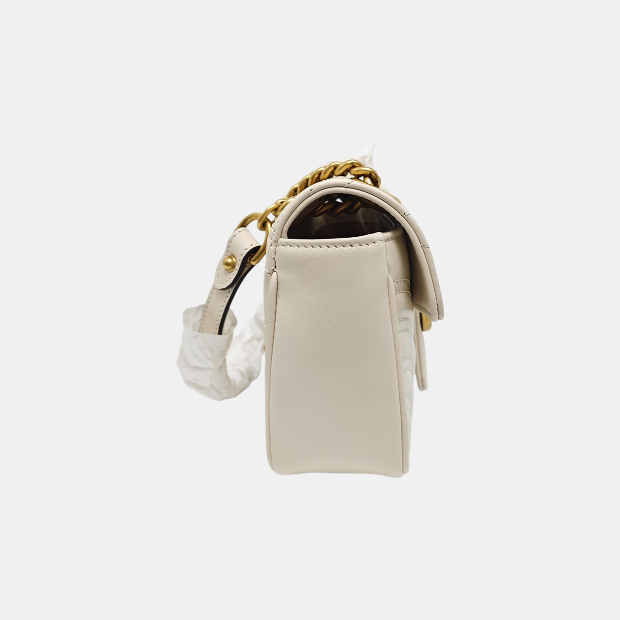GG Marmont Small Quilted Calfskin White