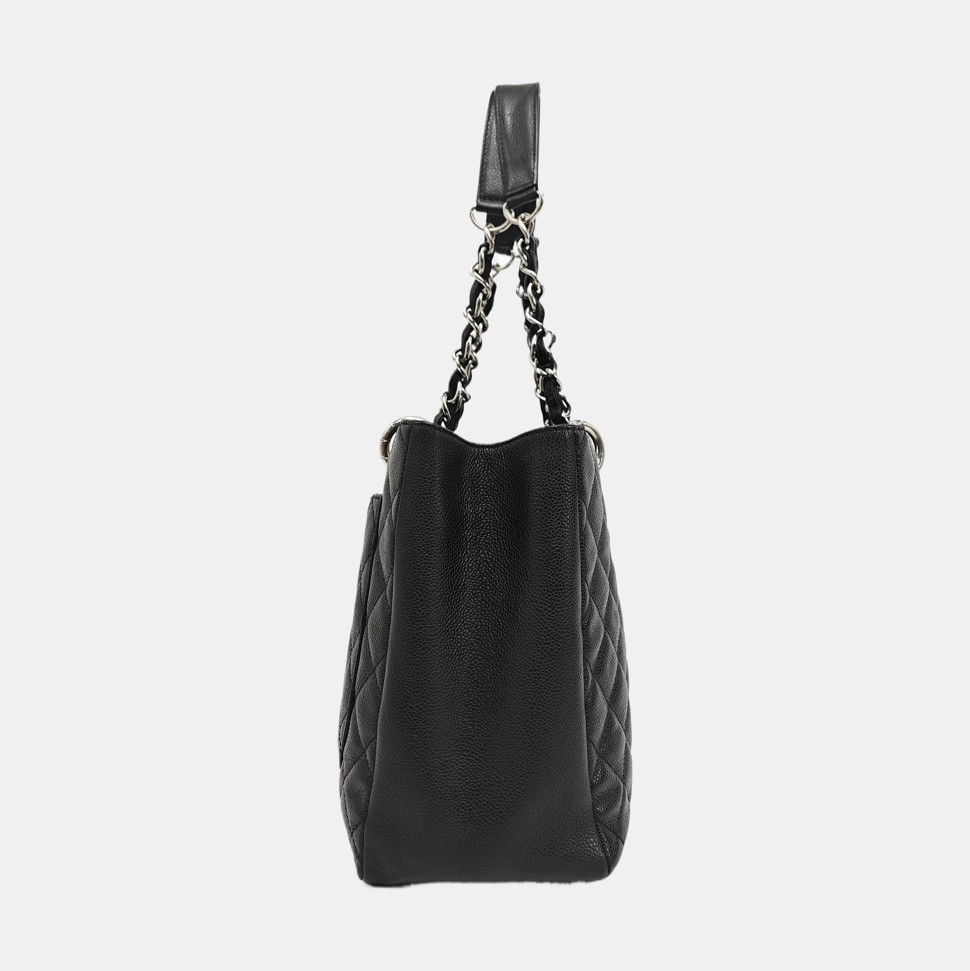 CHANEL GST Large Quilted Grained Calfskin Black