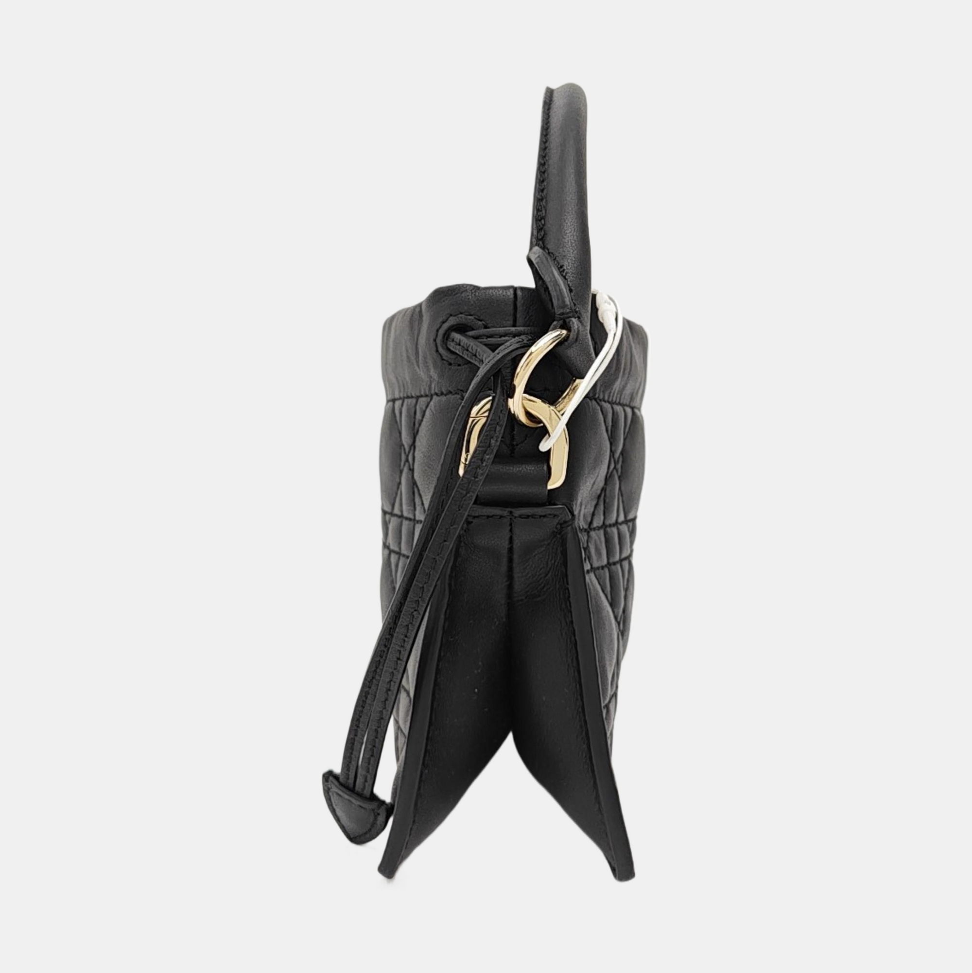 Cannage Lambskin Shoulder Bag Black