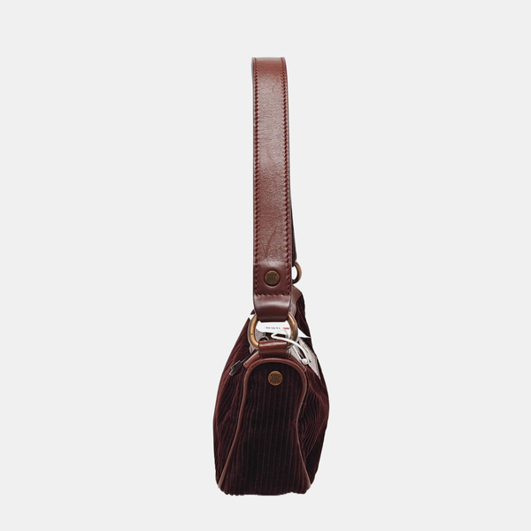 Quilted Corduroy Shoulder Bag Brown