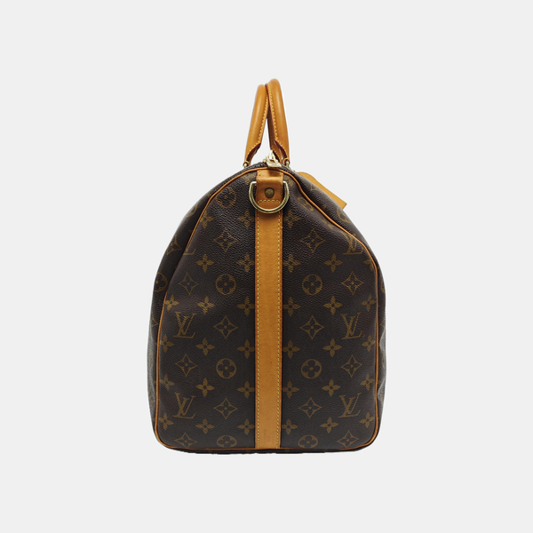 KEEPALL 50 Monogram Coated Canvas Brown