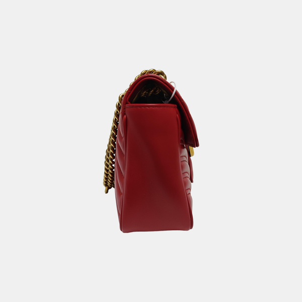GG Marmont Medium Quilted Calfskin Red