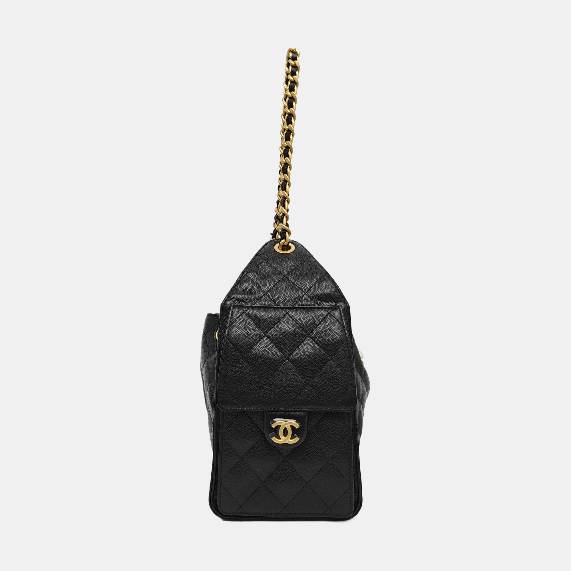 CHANEL 25 Small Quilted Calfskin Black