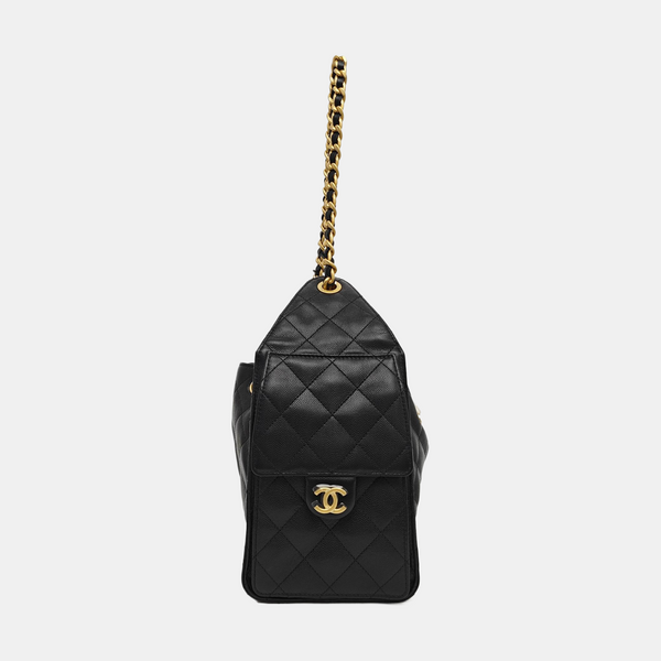 CHANEL 25 Small Quilted Calfskin Black