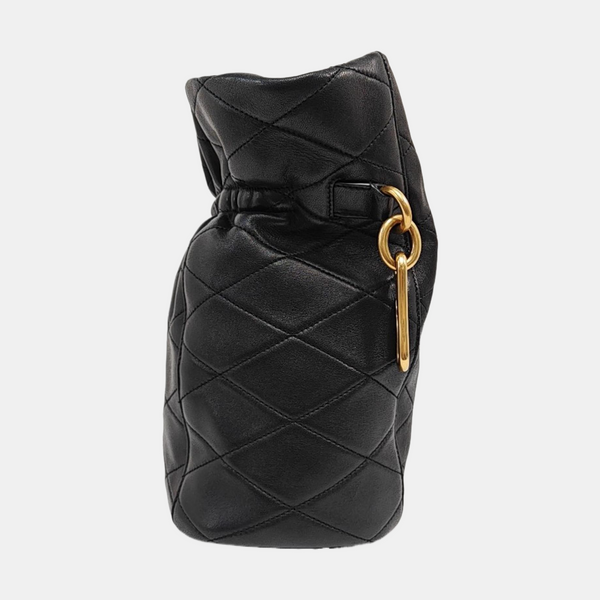 Quilted Lambskin Bucket Bag Black
