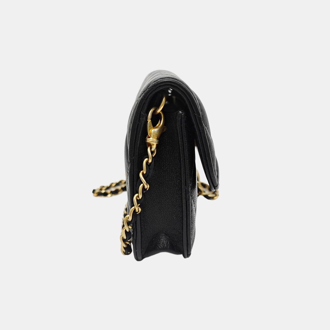 Quilted Lambskin Shoulder Bag Black
