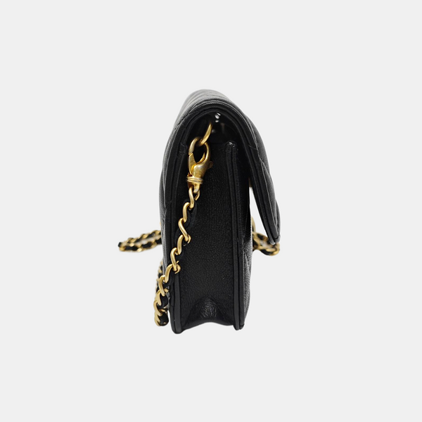 Quilted Lambskin Shoulder Bag Black